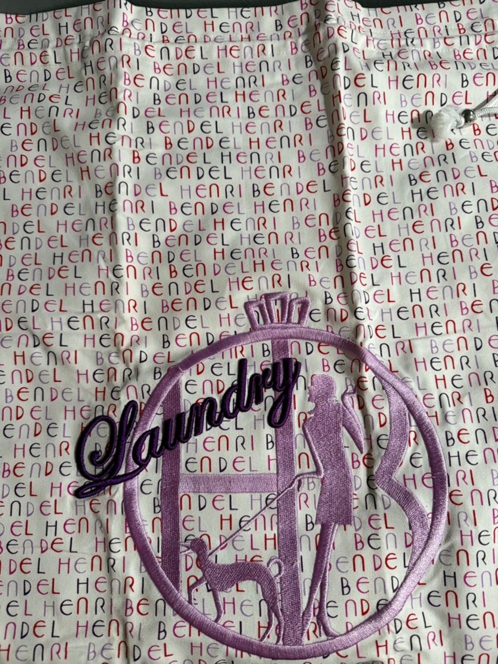 Henri Bendel New York Laundry Bag Drawstring Travel Storage bag 28x18 Logo Print